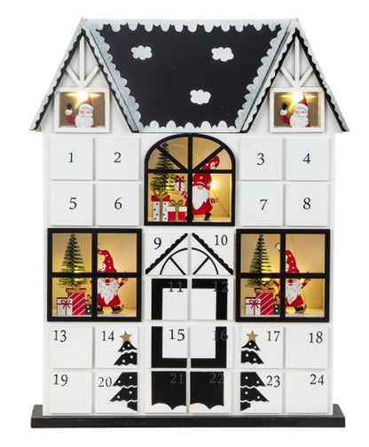 Hus som Adventskalender med LED-belysning