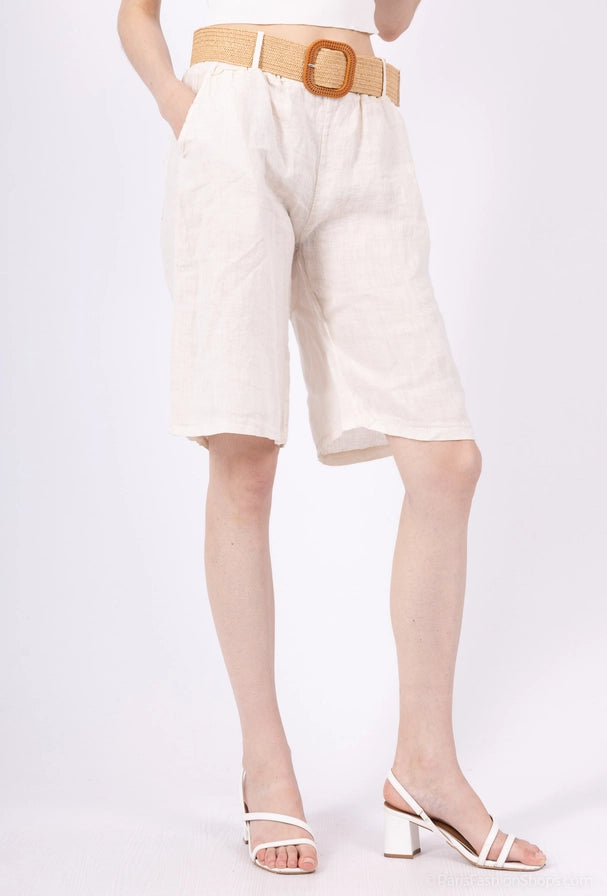 Bermudashorts - 100% linne - Creme - Ord.Pris 1190:-