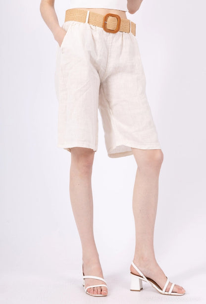 Bermudashorts - 100% linne - Creme - Ord.Pris 1190:-