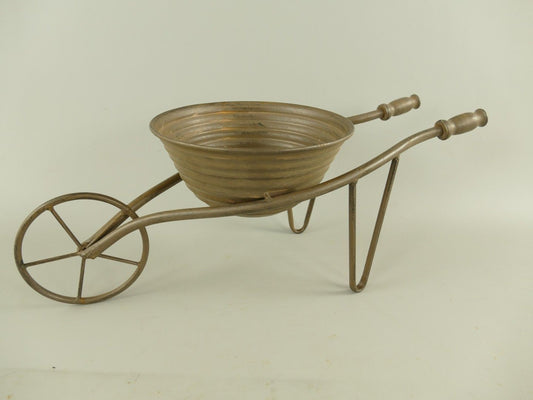 Blomkrukvagn i metall - Grå - Shabby Chic