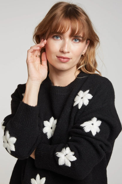 EUGENIE - Broderad blommig tröja