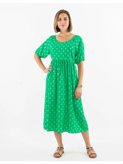 Elegant Kortärmad Långklänning i 100 % Viskos - Ord.Pris 449:-