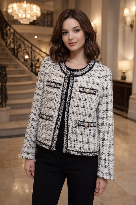 Jacka i tidlöst svartvitt rutmönster - Ord.Pris 899:-