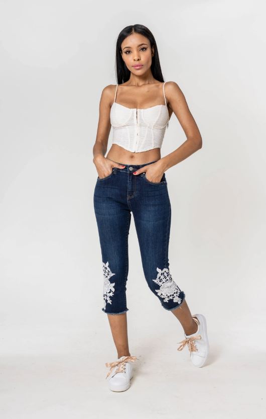 Jeans med hög midja och stretchspets