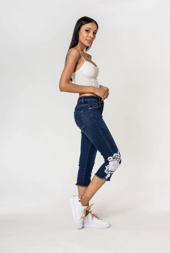 Jeans med hög midja och stretchspets