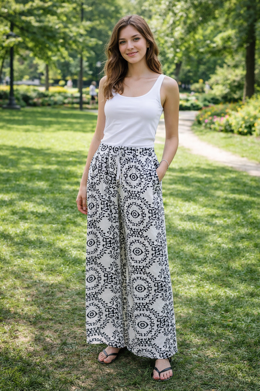 LAYLA - Geometriska byxor i stora storlekar