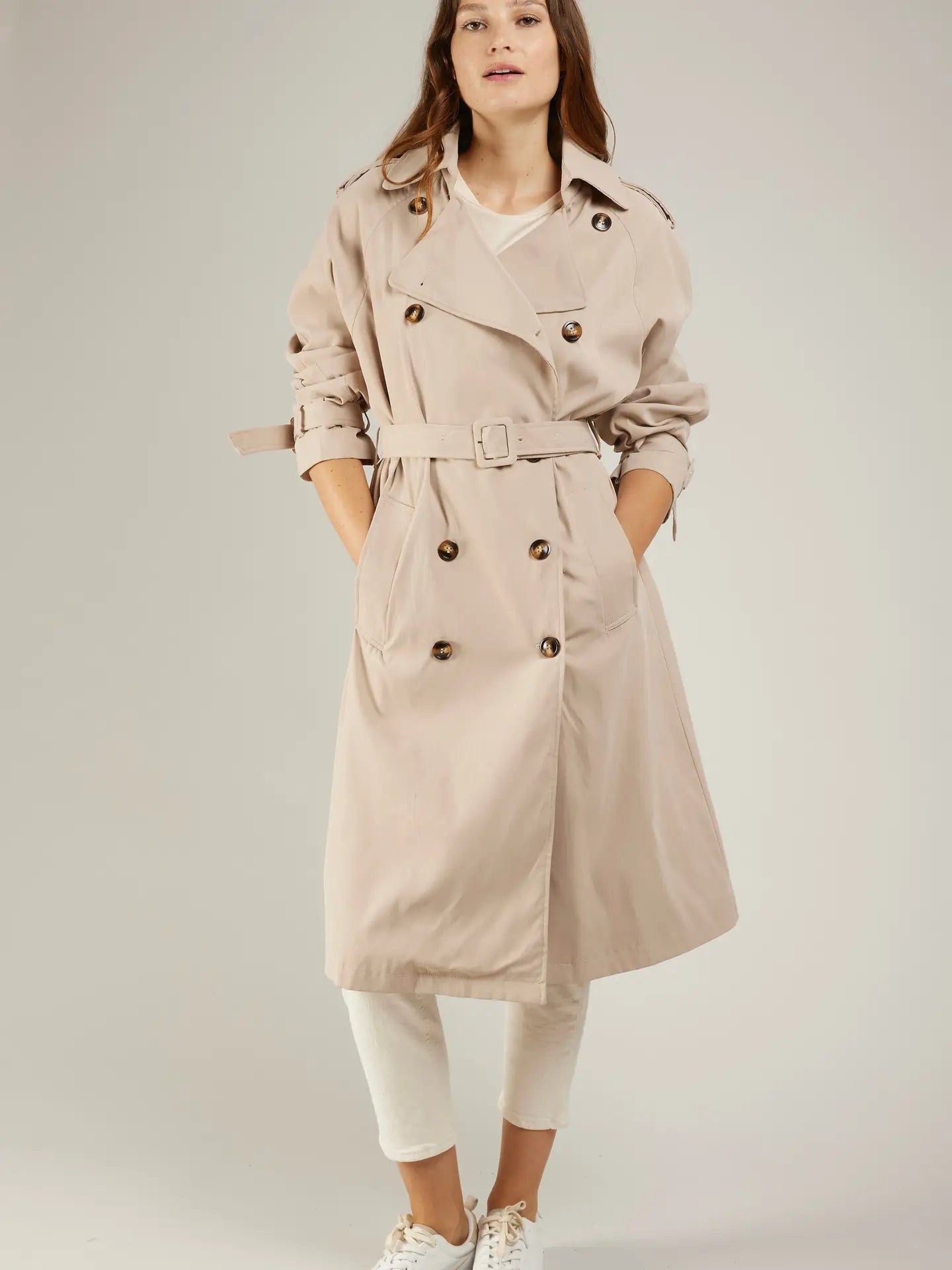 MELVINE - Klassisk trenchcoat i bomull