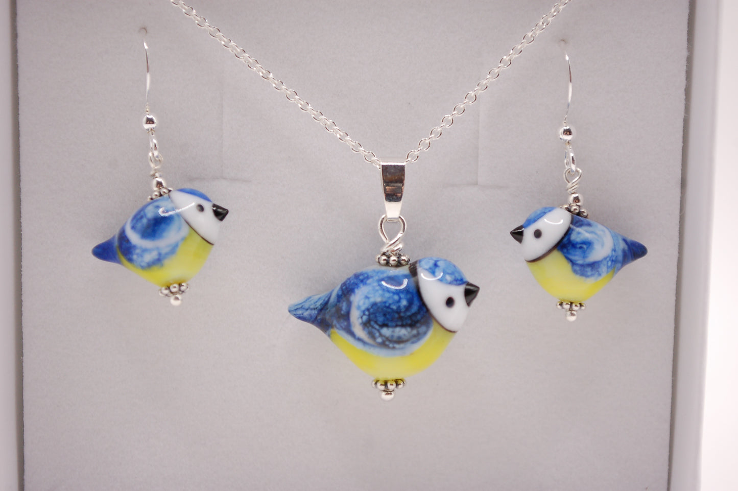 Fågel Halsband + Örhängen i Set -  Silver - Blåmes - Marianne Degener