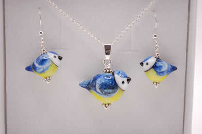 Fågel Halsband + Örhängen i Set -  Silver - Blåmes - Marianne Degener