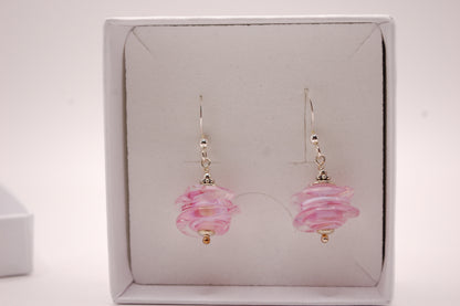 Örhängen i glas och 925 sterling silver - Rosa -  Marianne Degener