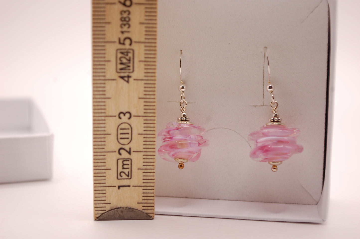 Örhängen i glas och 925 sterling silver - Rosa -  Marianne Degener