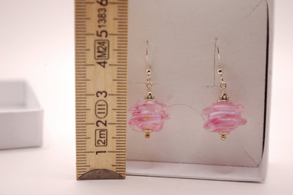 Örhängen i glas och 925 sterling silver - Rosa -  Marianne Degener