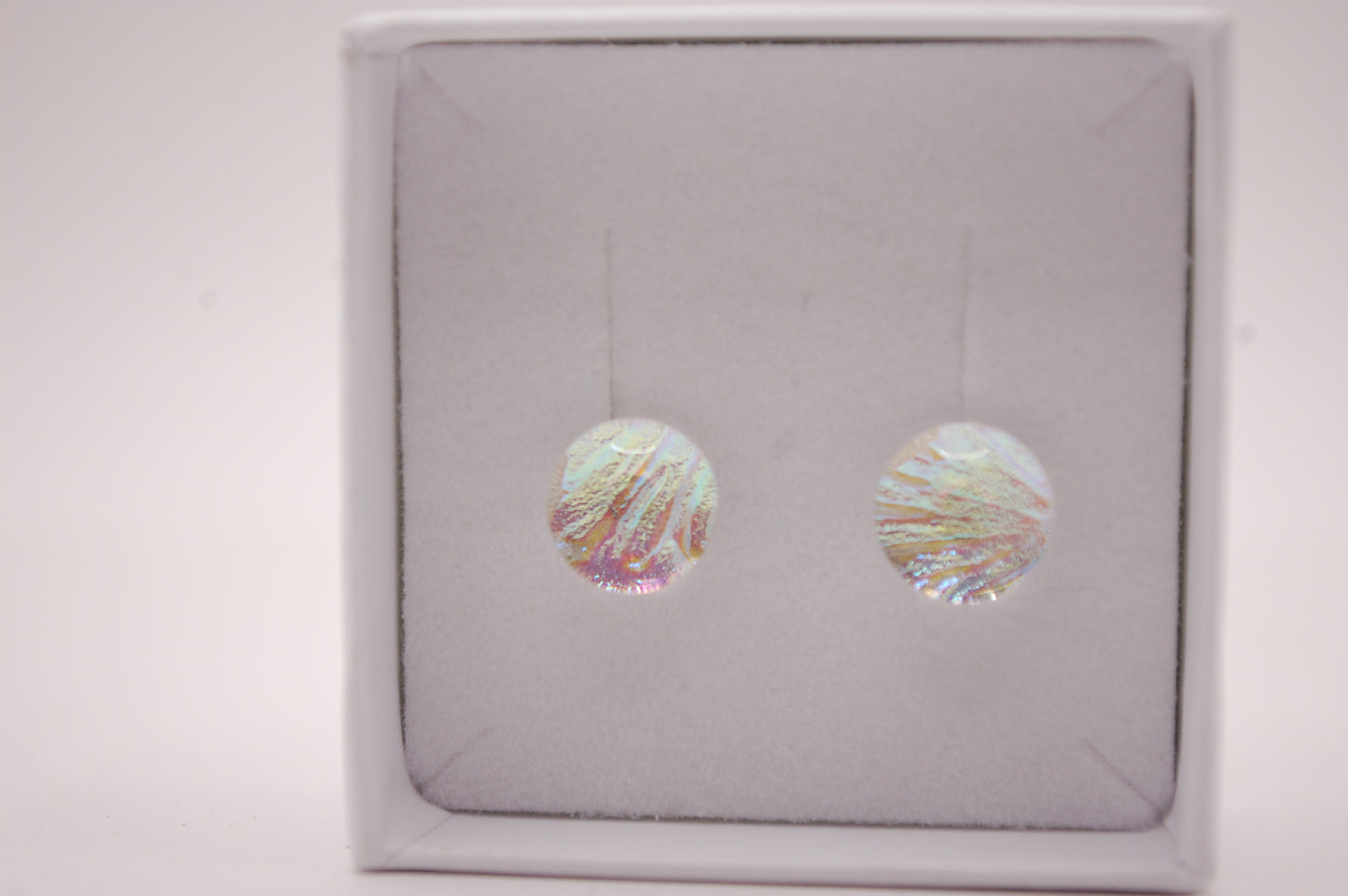 Par Örstickare - Dichroic Glas - Pärlemorfärg - Silver