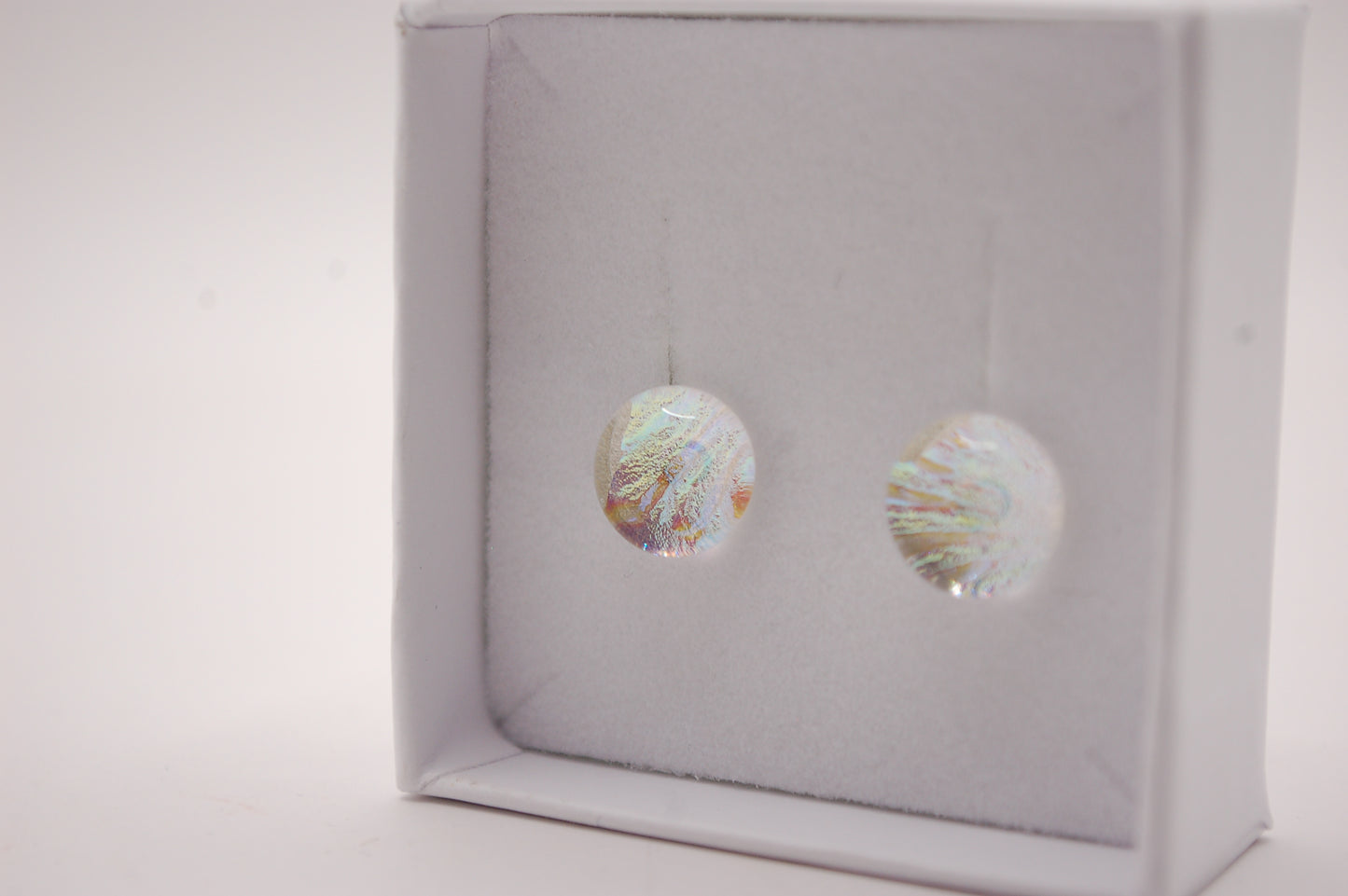 Par Örstickare - Dichroic Glas - Pärlemorfärg - Silver