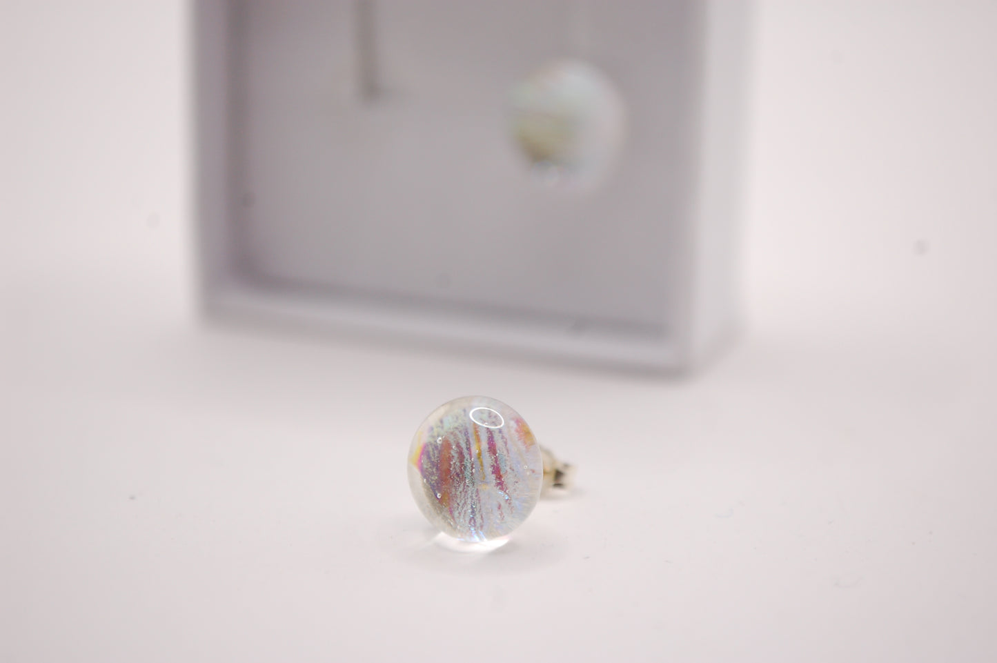Par Örstickare - Dichroic Glas - Pärlemorfärg - Silver