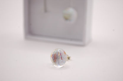 Par Örstickare - Dichroic Glas - Pärlemorfärg - Silver