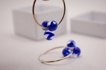 Örhängen - Creoler / Runda Ringer - Blå/Klar - Silver - Marianne Degener