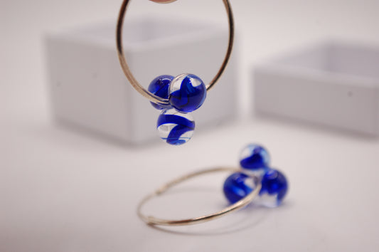 Örhängen - Creoler / Runda Ringer - Blå/Klar - Silver - Marianne Degener
