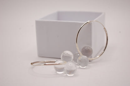 Örhängen - Creoler / Runda Ringer - Klar - Silver - Marianne Degener