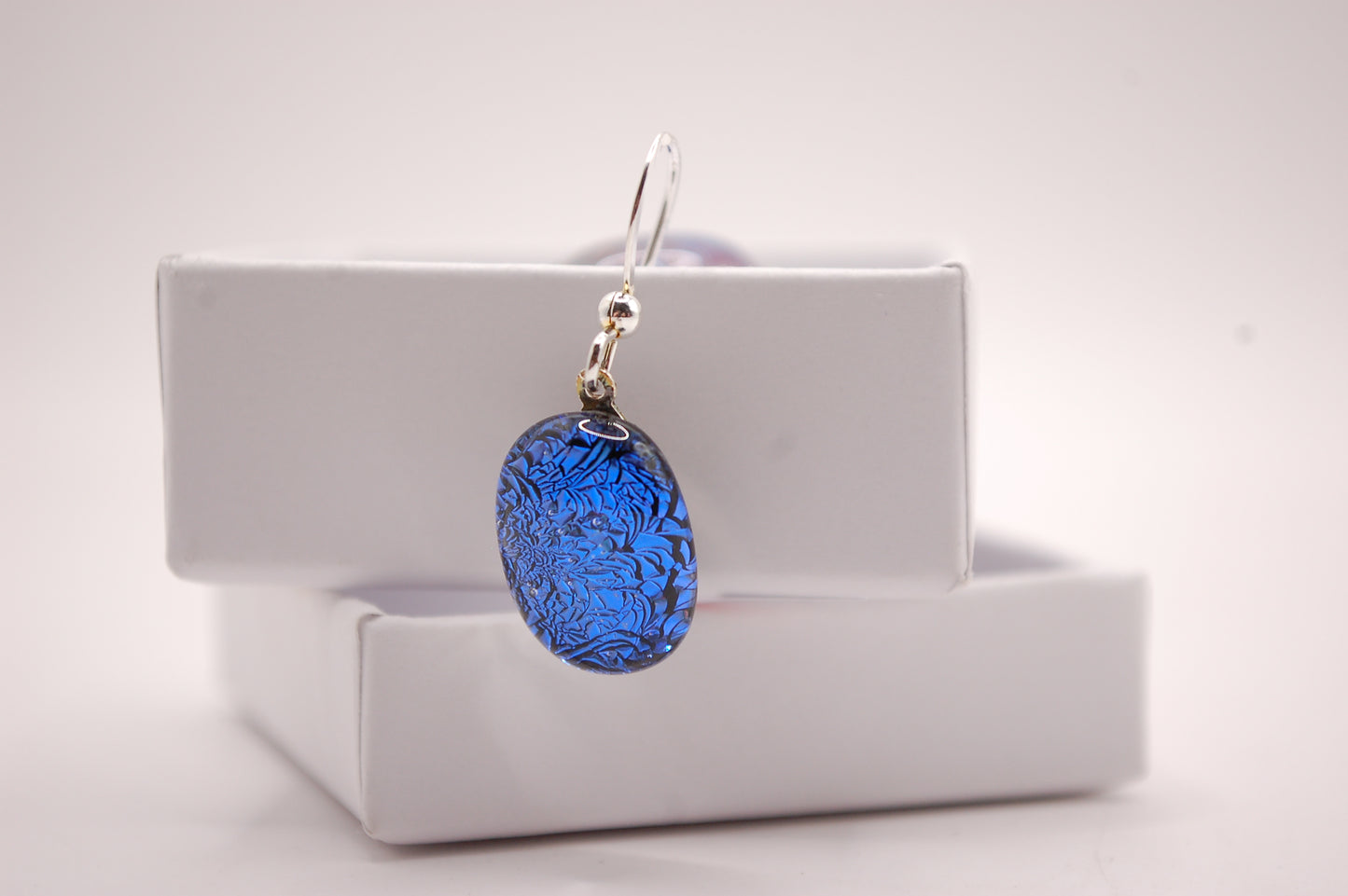 Par Örhängen - Dichroic Glas - Blå - Silver - Marianne Degener