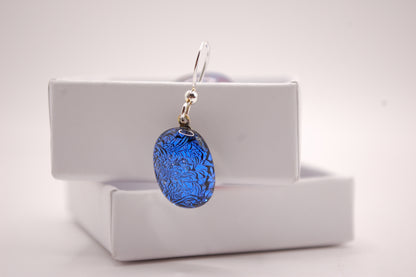Par Örhängen - Dichroic Glas - Blå - Silver - Marianne Degener