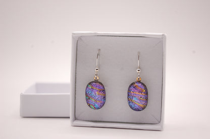 Par Örhängen - Dichroic Glas - Lila - Silver - Marianne Degener