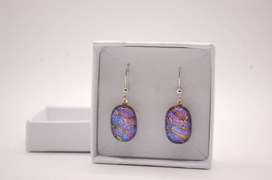 Par Örhängen - Dichroic Glas - Lila - Silver - Marianne Degener