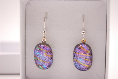 Par Örhängen - Dichroic Glas - Lila - Silver - Marianne Degener