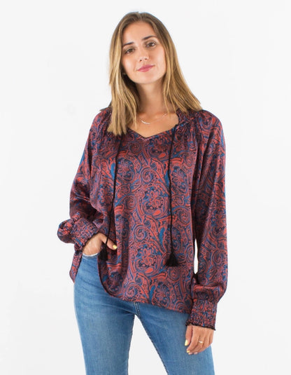 Paisley Tryckt Satinblus