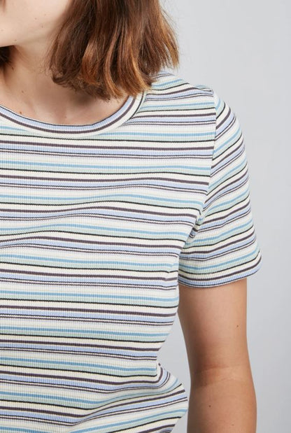 THEO - Pastellrandig T-shirt - Blå