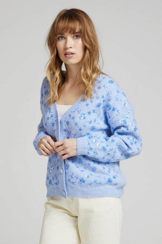MAGIC - Väst med blommiga paljetter - 28 % Ull