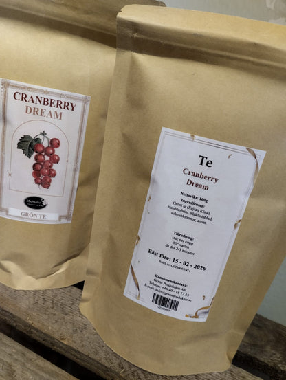 Tepåsar "Cranberry Dream" smaksatt te - 100 g - Grön Te