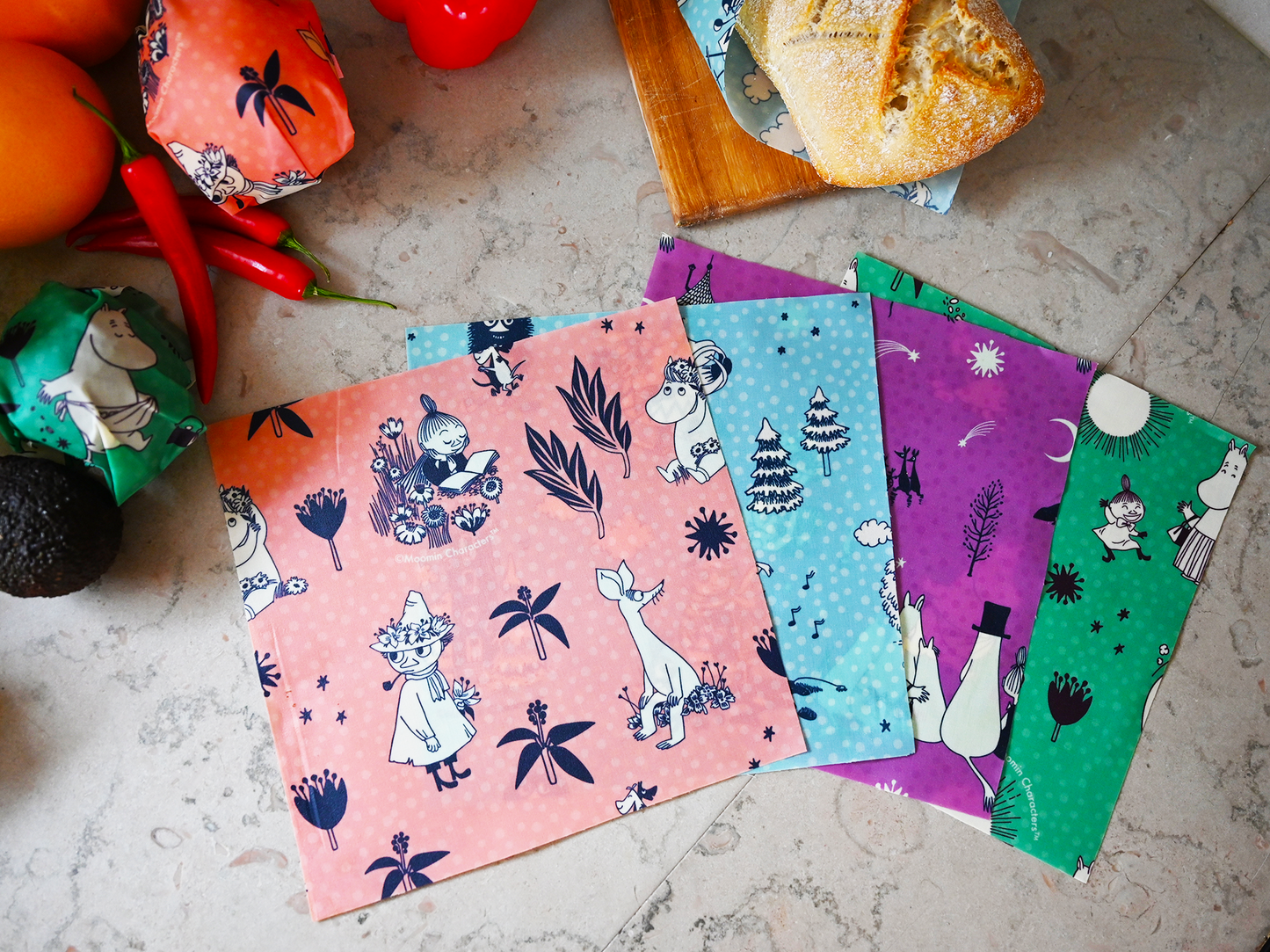 Bivaxduk Moomin Rosa - Tre-pack - Tillverkad i Sverige