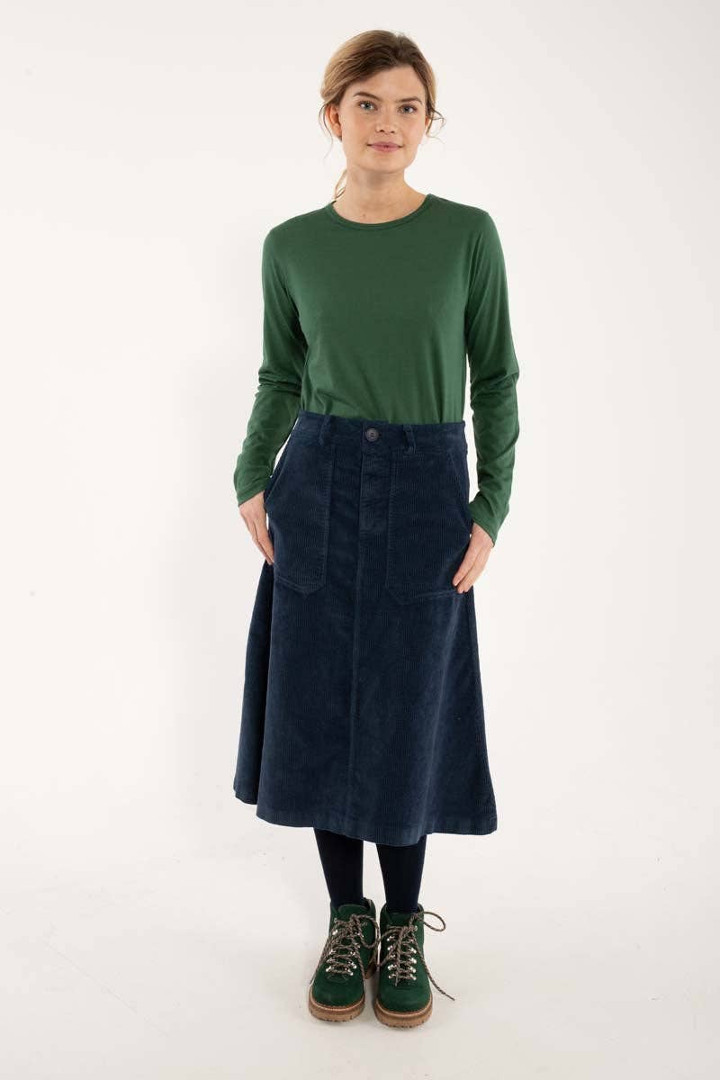 Danesweetie Cord Stretch Kjol Mörk Marinblå