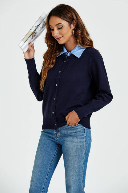 Skjortkrage Ullblandad Stickad Kofta