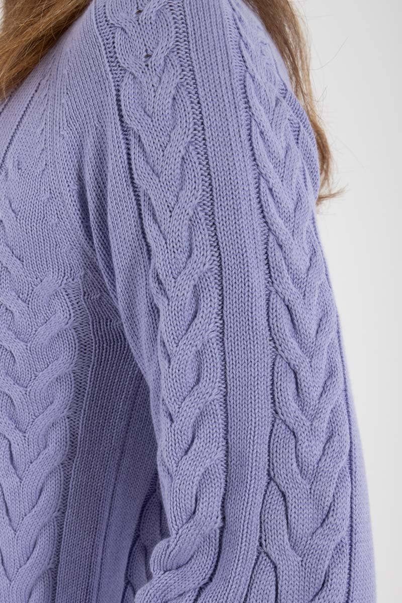 Danetwister Kabeltröja Lila - 100% bomull