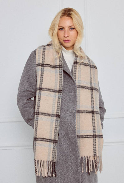 Rutig ullhalsduk Beige - 30% Ull