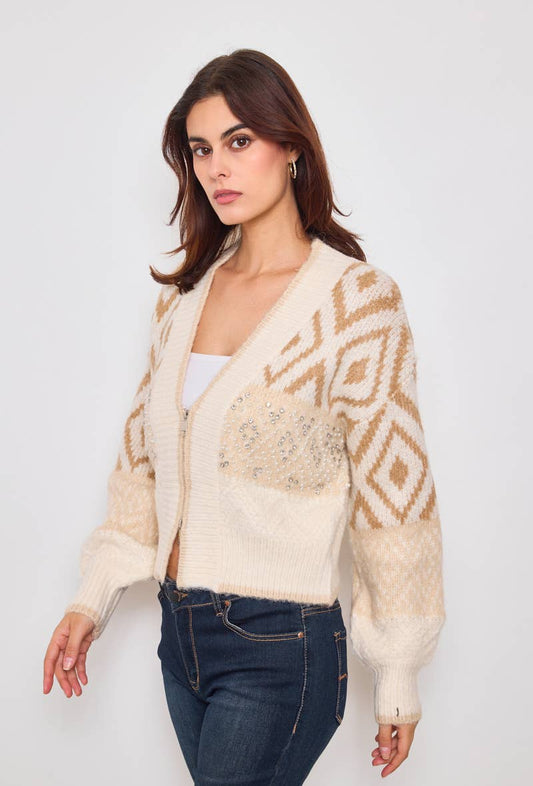 Mönstrad och fantasifull jacka: Beige