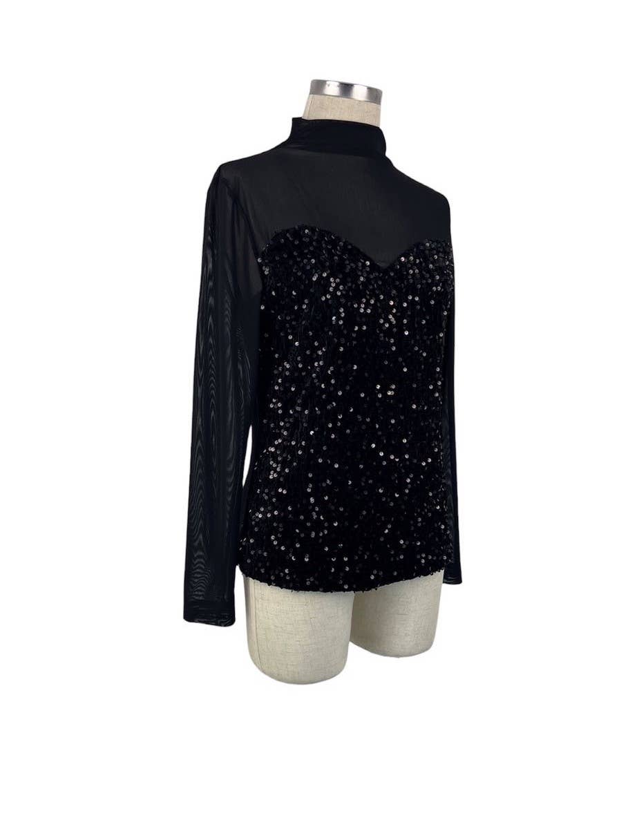 Långärmad topp med paljetter