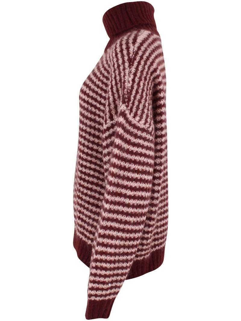 Danecaring Alpaca Rollneck Tröja Dk Merlot/Powder - OEKO-TEX