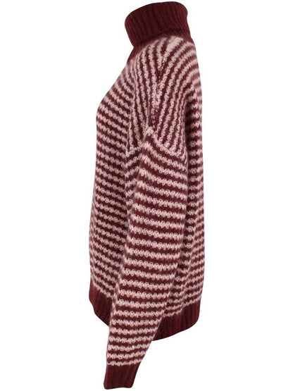 Danecaring Alpaca Rollneck Tröja Dk Merlot/Powder - OEKO-TEX
