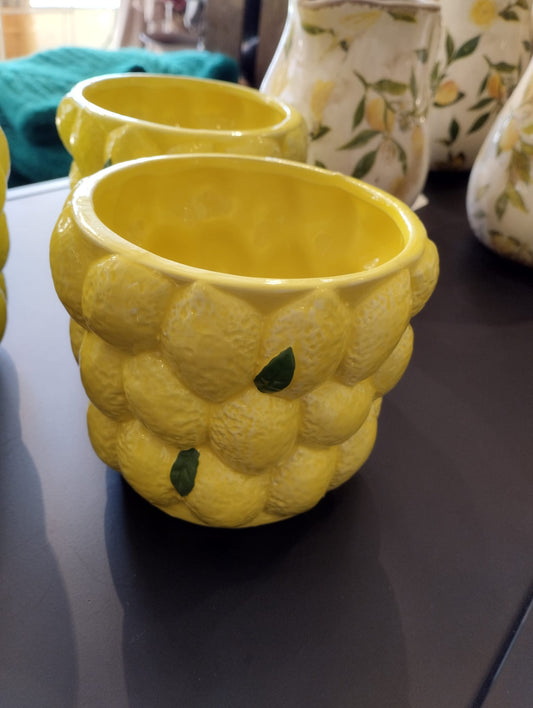 Blomkruka i keramik - Citronmotiv