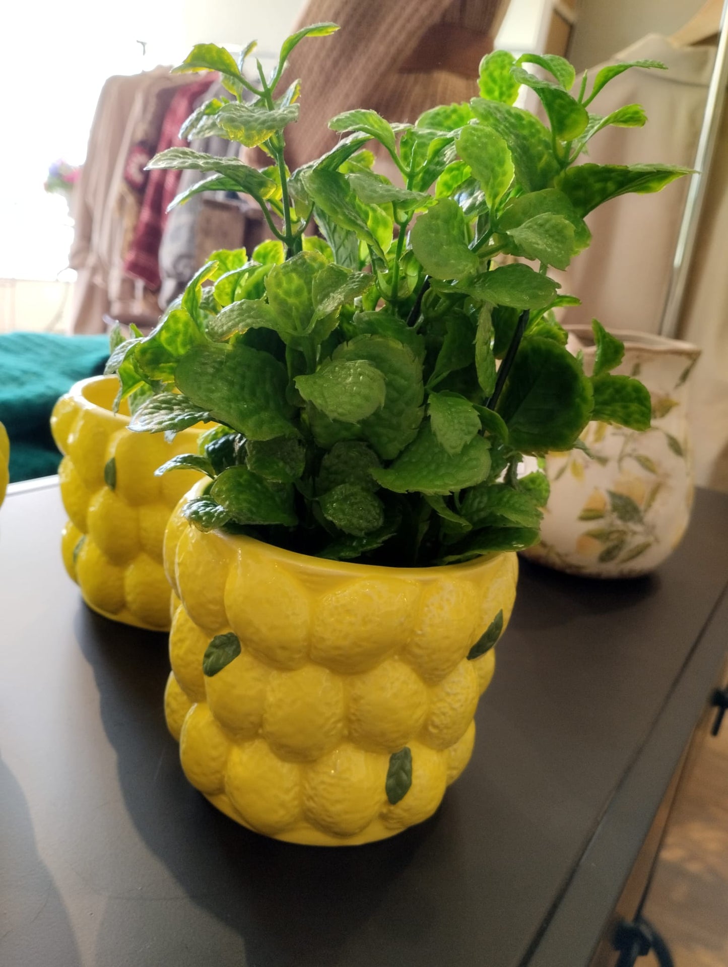 Blomkruka i keramik - Citronmotiv