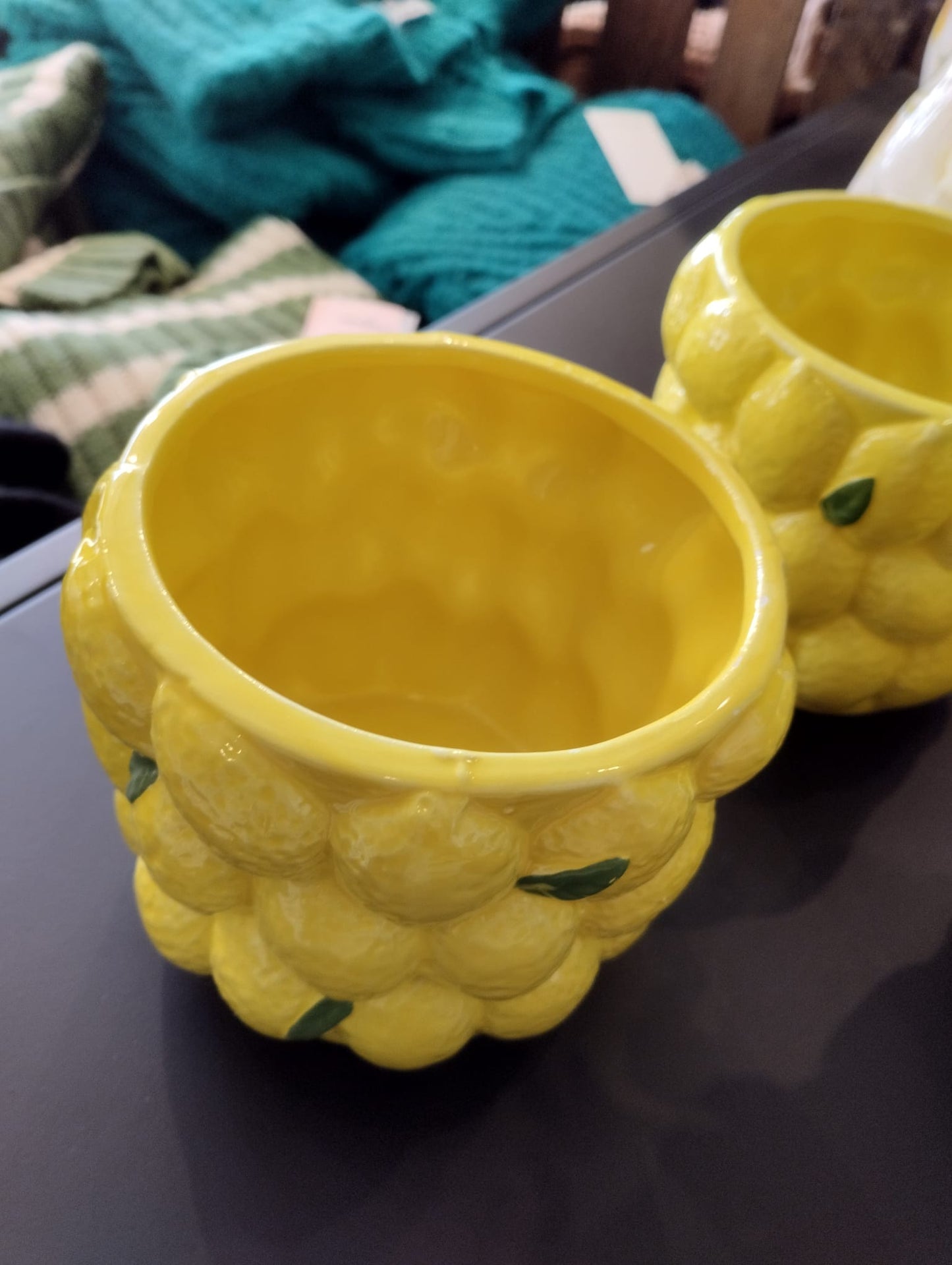 Blomkruka i keramik - Citronmotiv