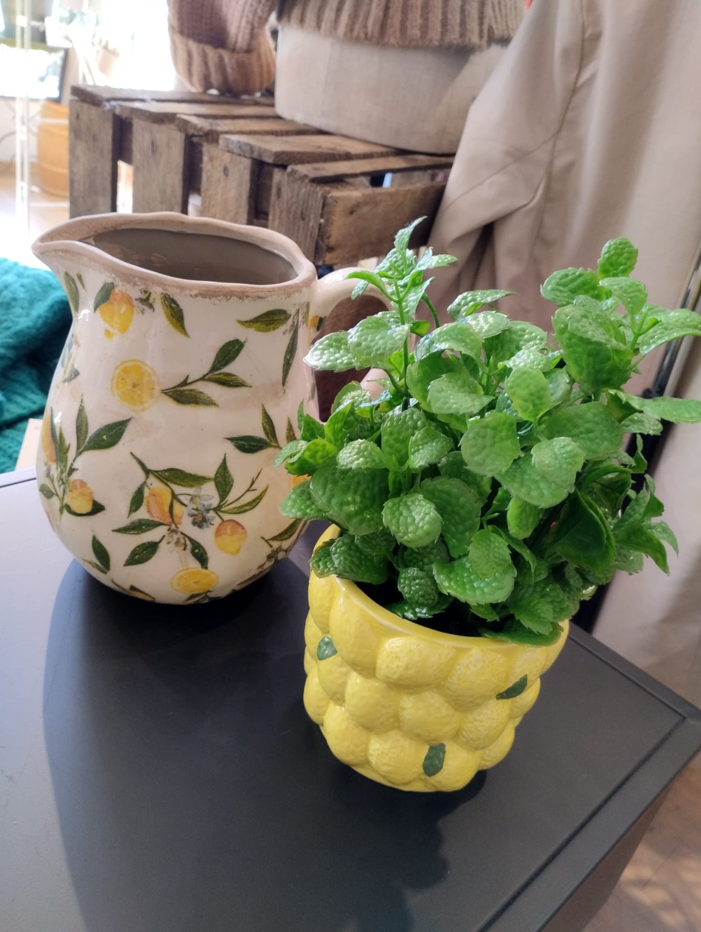 Blomkruka i keramik - Citronmotiv