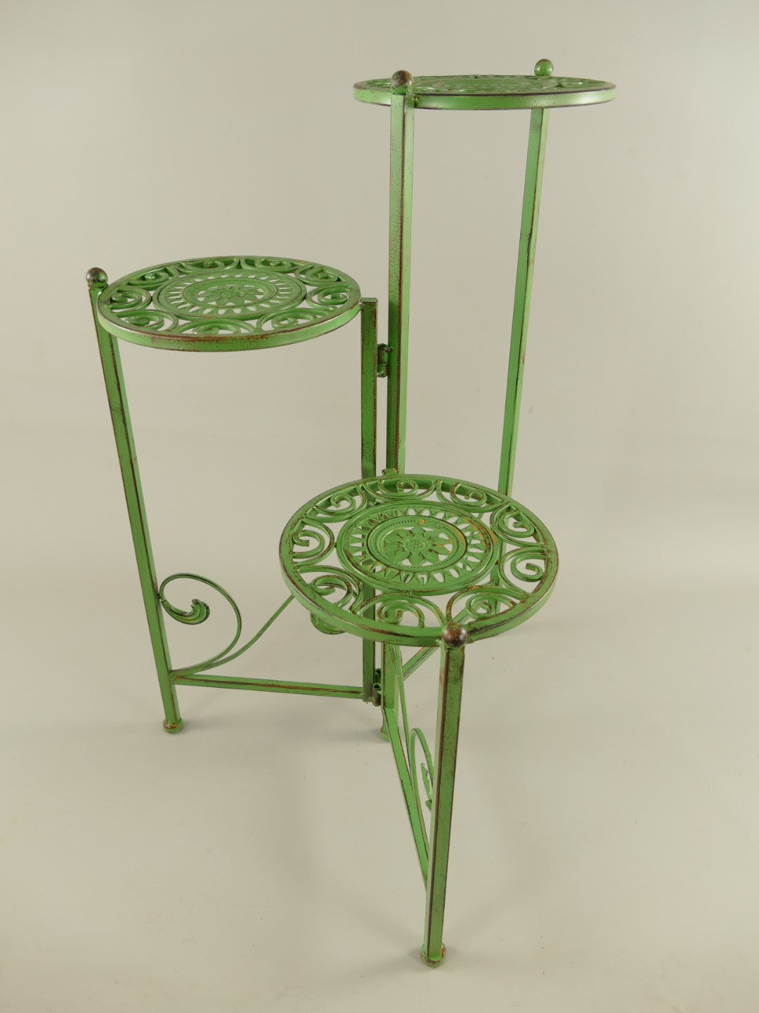 Blomsterbord för 3 Krukor - Metall - Grön