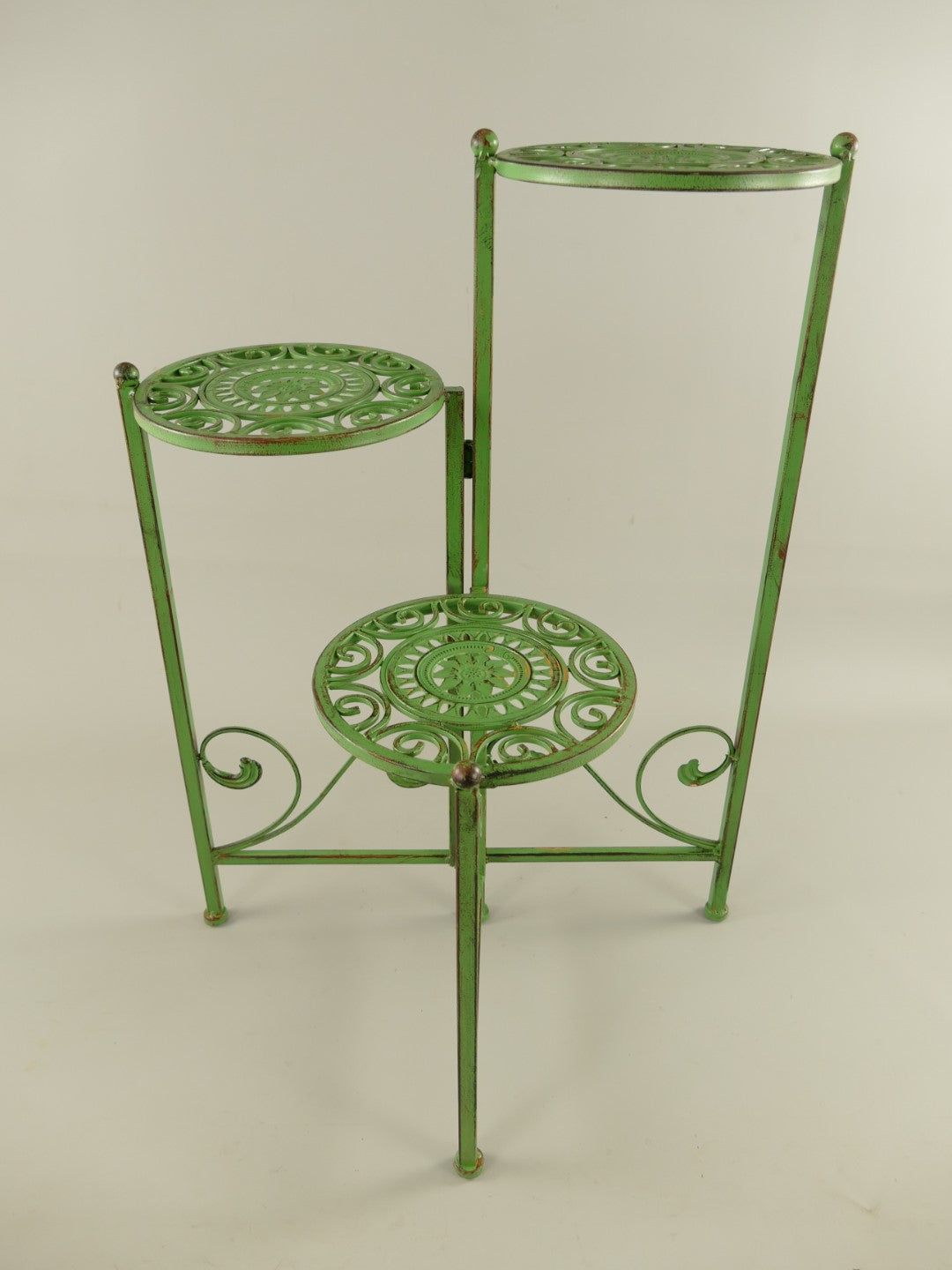 Blomsterbord för 3 Krukor - Metall - Grön