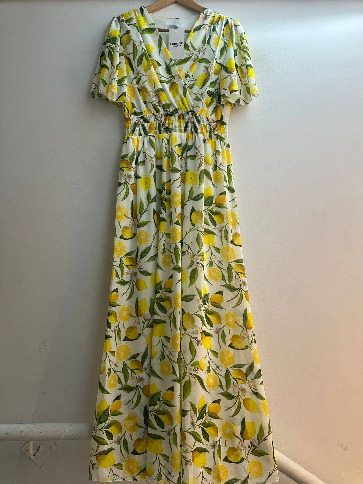 Långklänning med tryck: Vit / En storlek