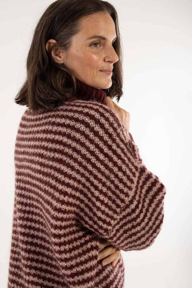 Danecaring Alpaca Rollneck Tröja Dk Merlot/Powder - OEKO-TEX