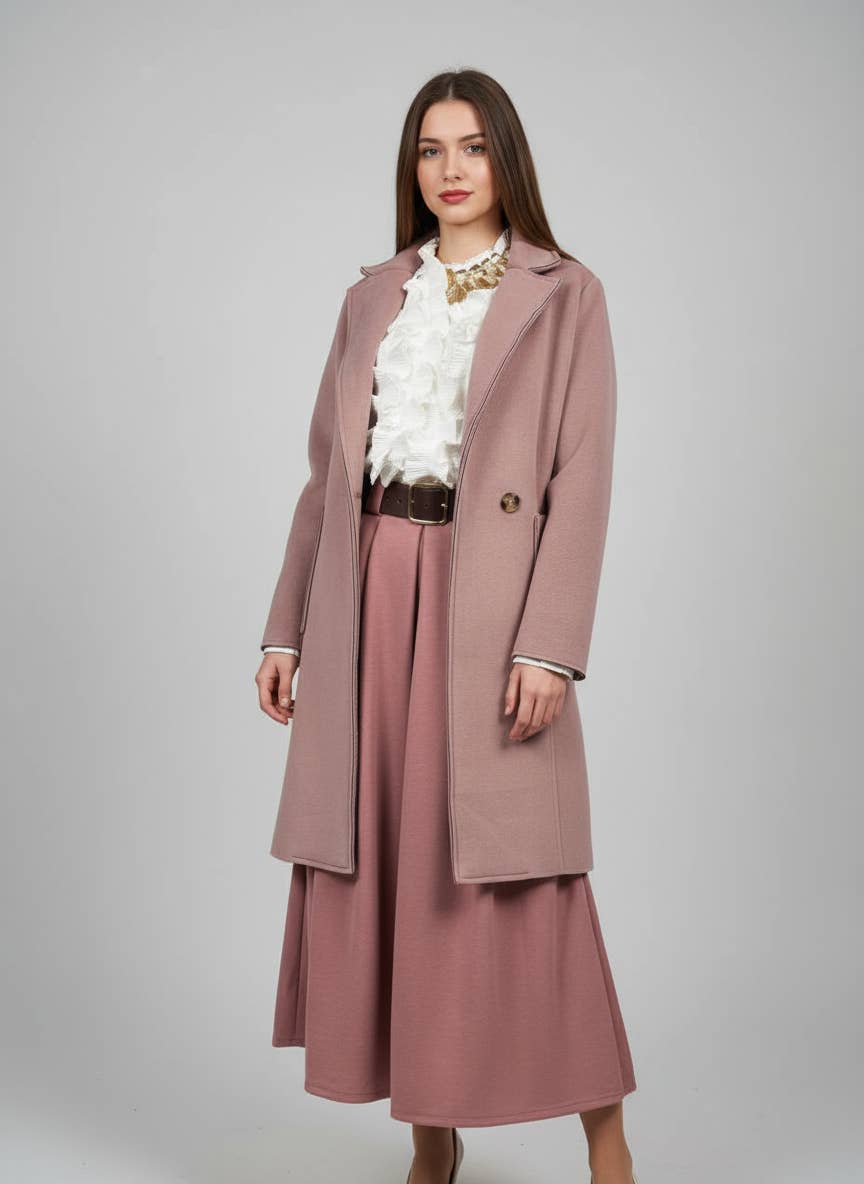 Midjekjol i mjuk mocka med bälte: En storlek